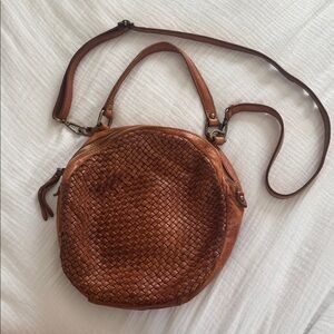 Brown Woven Leather Crossbody Bag